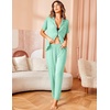 image:imageAvidlove Women Pajamas Set Notch Collar Soft Sleepwear Pjs Short Sleeve Button Down Nightwear with Long PantsBgreen With Black Dots