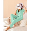 image:imageAvidlove Women Pajamas Set Notch Collar Soft Sleepwear Pjs Short Sleeve Button Down Nightwear with Long PantsBgreen With Black Dots