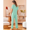 image:imageAvidlove Women Pajamas Set Notch Collar Soft Sleepwear Pjs Short Sleeve Button Down Nightwear with Long PantsBgreen With Black Dots