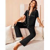 image:imageAvidlove Women Pajamas Set Notch Collar Soft Sleepwear Pjs Short Sleeve Button Down Nightwear with Long PantsBlack