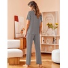 image:imageAvidlove Women Pajamas Set Notch Collar Soft Sleepwear Pjs Short Sleeve Button Down Nightwear with Long PantsBlack Stripe