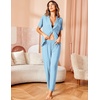 image:imageAvidlove Women Pajamas Set Notch Collar Soft Sleepwear Pjs Short Sleeve Button Down Nightwear with Long PantsBlight Blue With White Dots