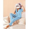 image:imageAvidlove Women Pajamas Set Notch Collar Soft Sleepwear Pjs Short Sleeve Button Down Nightwear with Long PantsBlight Blue With White Dots