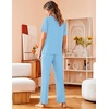 image:imageAvidlove Women Pajamas Set Notch Collar Soft Sleepwear Pjs Short Sleeve Button Down Nightwear with Long PantsBlight Blue With White Dots