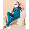 image:imageAvidlove Women Pajamas Set Notch Collar Soft Sleepwear Pjs Short Sleeve Button Down Nightwear with Long PantsBlue Green