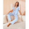 image:imageAvidlove Women Pajamas Set Notch Collar Soft Sleepwear Pjs Short Sleeve Button Down Nightwear with Long PantsBlue Stripe