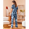 image:imageAvidlove Women Pajamas Set Notch Collar Soft Sleepwear Pjs Short Sleeve Button Down Nightwear with Long PantsBlue Tiedye White Stars
