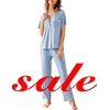 image:imageAvidlove Women Pajamas Set Notch Collar Soft Sleepwear Pjs Short Sleeve Button Down Nightwear with Long PantsBlue With Black Dots