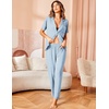 image:imageAvidlove Women Pajamas Set Notch Collar Soft Sleepwear Pjs Short Sleeve Button Down Nightwear with Long PantsBlue With Black Dots