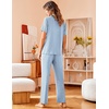 image:imageAvidlove Women Pajamas Set Notch Collar Soft Sleepwear Pjs Short Sleeve Button Down Nightwear with Long PantsBlue With Black Dots
