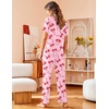 image:imageAvidlove Women Pajamas Set Notch Collar Soft Sleepwear Pjs Short Sleeve Button Down Nightwear with Long PantsBow Pink