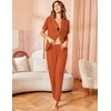 image:imageAvidlove Women Pajamas Set Notch Collar Soft Sleepwear Pjs Short Sleeve Button Down Nightwear with Long PantsCaremel