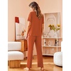 image:imageAvidlove Women Pajamas Set Notch Collar Soft Sleepwear Pjs Short Sleeve Button Down Nightwear with Long PantsCaremel