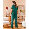 image:imageAvidlove Women Pajamas Set Notch Collar Soft Sleepwear Pjs Short Sleeve Button Down Nightwear with Long PantsChristmas Darck Green With Elk