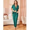 image:imageAvidlove Women Pajamas Set Notch Collar Soft Sleepwear Pjs Short Sleeve Button Down Nightwear with Long PantsChristmas Darck Green With Elk