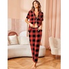 image:imageAvidlove Women Pajamas Set Notch Collar Soft Sleepwear Pjs Short Sleeve Button Down Nightwear with Long PantsCred Plaid