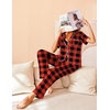 image:imageAvidlove Women Pajamas Set Notch Collar Soft Sleepwear Pjs Short Sleeve Button Down Nightwear with Long PantsCred Plaid