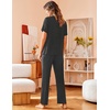 image:imageAvidlove Women Pajamas Set Notch Collar Soft Sleepwear Pjs Short Sleeve Button Down Nightwear with Long PantsDeep Grey