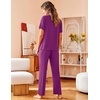 image:imageAvidlove Women Pajamas Set Notch Collar Soft Sleepwear Pjs Short Sleeve Button Down Nightwear with Long PantsEggplant Purple