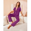 image:imageAvidlove Women Pajamas Set Notch Collar Soft Sleepwear Pjs Short Sleeve Button Down Nightwear with Long PantsEggplant Purple
