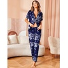 image:imageAvidlove Women Pajamas Set Notch Collar Soft Sleepwear Pjs Short Sleeve Button Down Nightwear with Long PantsFloral26  Navy With White