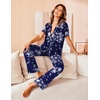 image:imageAvidlove Women Pajamas Set Notch Collar Soft Sleepwear Pjs Short Sleeve Button Down Nightwear with Long PantsFloral26  Navy With White