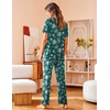 image:imageAvidlove Women Pajamas Set Notch Collar Soft Sleepwear Pjs Short Sleeve Button Down Nightwear with Long PantsGreen With White Floral