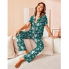 image:imageAvidlove Women Pajamas Set Notch Collar Soft Sleepwear Pjs Short Sleeve Button Down Nightwear with Long PantsGreen With White Floral
