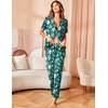 image:imageAvidlove Women Pajamas Set Notch Collar Soft Sleepwear Pjs Short Sleeve Button Down Nightwear with Long PantsGreen With White Floral