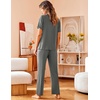 image:imageAvidlove Women Pajamas Set Notch Collar Soft Sleepwear Pjs Short Sleeve Button Down Nightwear with Long PantsGrey