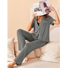 image:imageAvidlove Women Pajamas Set Notch Collar Soft Sleepwear Pjs Short Sleeve Button Down Nightwear with Long PantsGrey