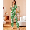 image:imageAvidlove Women Pajamas Set Notch Collar Soft Sleepwear Pjs Short Sleeve Button Down Nightwear with Long PantsLeaves With Pink