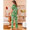 image:imageAvidlove Women Pajamas Set Notch Collar Soft Sleepwear Pjs Short Sleeve Button Down Nightwear with Long PantsLeaves With Pink