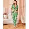 image:imageAvidlove Women Pajamas Set Notch Collar Soft Sleepwear Pjs Short Sleeve Button Down Nightwear with Long PantsLeaves With Pink