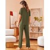 image:imageAvidlove Women Pajamas Set Notch Collar Soft Sleepwear Pjs Short Sleeve Button Down Nightwear with Long PantsNarmy Green