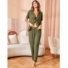 image:imageAvidlove Women Pajamas Set Notch Collar Soft Sleepwear Pjs Short Sleeve Button Down Nightwear with Long PantsNarmy Green