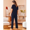 image:imageAvidlove Women Pajamas Set Notch Collar Soft Sleepwear Pjs Short Sleeve Button Down Nightwear with Long PantsNavy Blue
