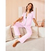 image:imageAvidlove Women Pajamas Set Notch Collar Soft Sleepwear Pjs Short Sleeve Button Down Nightwear with Long PantsPink Stripe