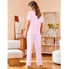 image:imageAvidlove Women Pajamas Set Notch Collar Soft Sleepwear Pjs Short Sleeve Button Down Nightwear with Long PantsPink Stripe