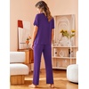 image:imageAvidlove Women Pajamas Set Notch Collar Soft Sleepwear Pjs Short Sleeve Button Down Nightwear with Long PantsPurple