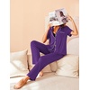 image:imageAvidlove Women Pajamas Set Notch Collar Soft Sleepwear Pjs Short Sleeve Button Down Nightwear with Long PantsPurple