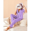 image:imageAvidlove Women Pajamas Set Notch Collar Soft Sleepwear Pjs Short Sleeve Button Down Nightwear with Long PantsPurple With White Dots