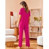 image:imageAvidlove Women Pajamas Set Notch Collar Soft Sleepwear Pjs Short Sleeve Button Down Nightwear with Long PantsRose Red