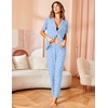 image:imageAvidlove Women Pajamas Set Notch Collar Soft Sleepwear Pjs Short Sleeve Button Down Nightwear with Long PantsStripe Blue Bow