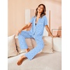 image:imageAvidlove Women Pajamas Set Notch Collar Soft Sleepwear Pjs Short Sleeve Button Down Nightwear with Long PantsStripe Blue Bow