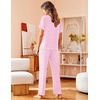 image:imageAvidlove Women Pajamas Set Notch Collar Soft Sleepwear Pjs Short Sleeve Button Down Nightwear with Long PantsStripe Pink Heart