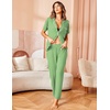 image:imageAvidlove Women Pajamas Set Notch Collar Soft Sleepwear Pjs Short Sleeve Button Down Nightwear with Long PantsStriped Green