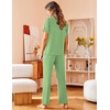 image:imageAvidlove Women Pajamas Set Notch Collar Soft Sleepwear Pjs Short Sleeve Button Down Nightwear with Long PantsStriped Green