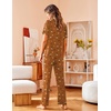 image:imageAvidlove Women Pajamas Set Notch Collar Soft Sleepwear Pjs Short Sleeve Button Down Nightwear with Long PantsTeddy Bear Dessertbrown