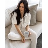 image:imageAvidlove Women Pajamas Set Notch Collar Soft Sleepwear Pjs Short Sleeve Button Down Nightwear with Long PantsWhite